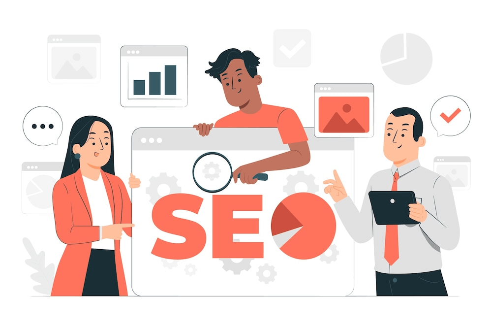 Seo analytics team concept illustration
