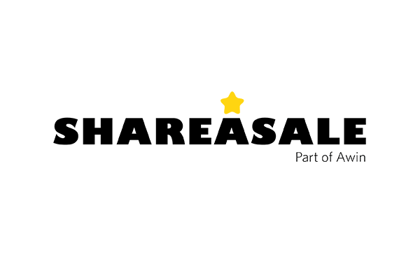 the ShareASale logo with a black font and a yellow star above the "A" in "ShareASale." Below the name, it says "Part of Awin" in smaller text. ShareASale is a popular affiliate marketing network, which is part of the larger Awin group