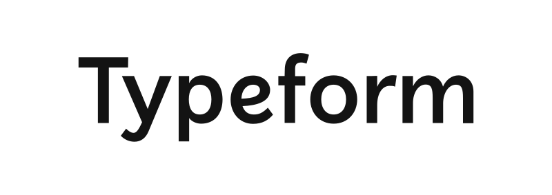 the logo for Typeform, featuring the word "Typeform" in a clean, minimalist black font. The design emphasizes simplicity and modern aesthetics, reflecting the brand's focus on creating user-friendly, conversational forms and surveys. The absence of any additional icons or imagery highlights the straightforward, no-frills nature of the service.